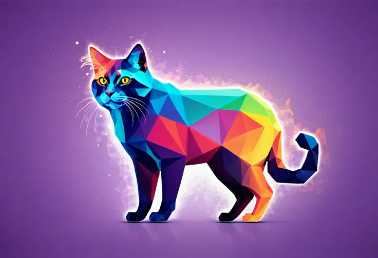 Mystic Colorful Polygon Style Cat