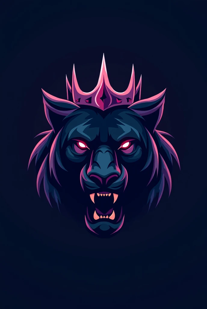 A logo for an e-sports team dark blue background,  the head of a black panther emerges imposingly .  A crown of thorns adorns your head ,  symbolizing royalty and ferocity . Your eyes, narrow and penetrating, are fixed at a distant point ,  conveying a sen...