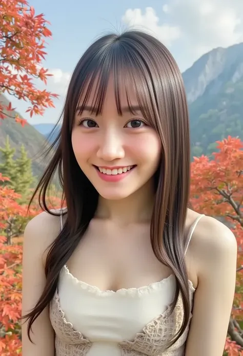 (((​masterpiece))),  top quality ,  very detailed,  detailed background,  1 girl,  Very Pretty Girls ,  Japanese , , Alone,  detailed face , bangs, smile, ( random hairstyle  :1.2), (Young Face), ( perfect body:1.1), blouse, summer, In 8K,  wallpaper,  ama...