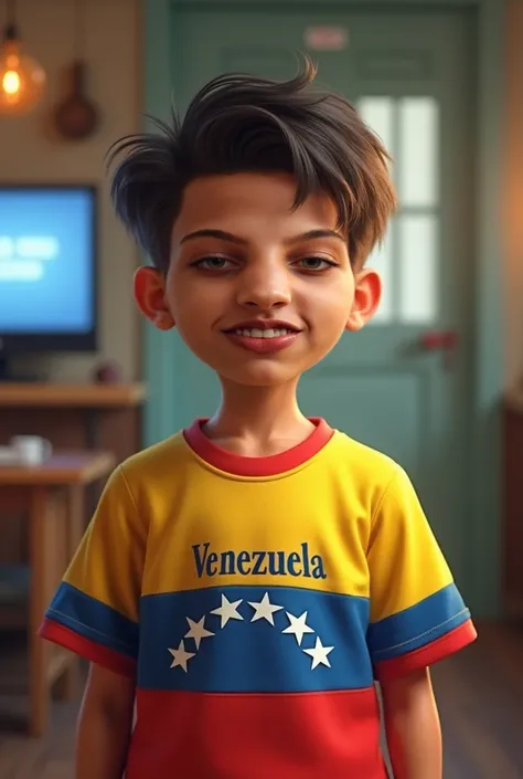 I want the boy to have a shirt from Venezuela and to say “GAMER ABRAHAM” on the shirt