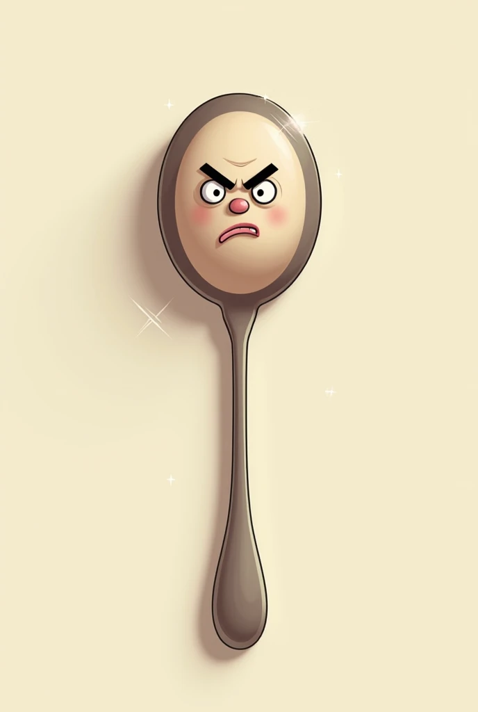 Animated drawing of a round handle without a stem that has a serious face