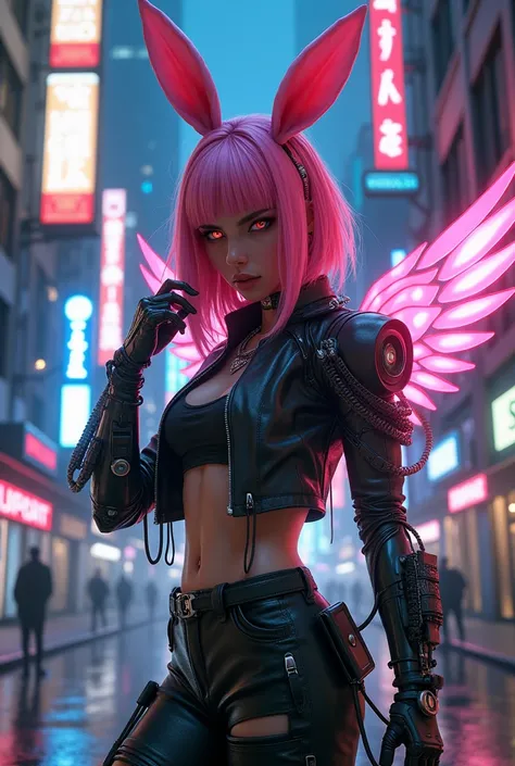 (Best quality,4K,8K,A high resolution,Masterpiece:1.2),Ultra-detailed, pop singer, (Realistic,Photorealistic,photo-realistic:1.37),Cyberpunk,Girl,Mechanical,Animate,Metallic,Neon lights,Glowing eyes,metal gears,Machinery,robotic limb,Futuristic city landsc...