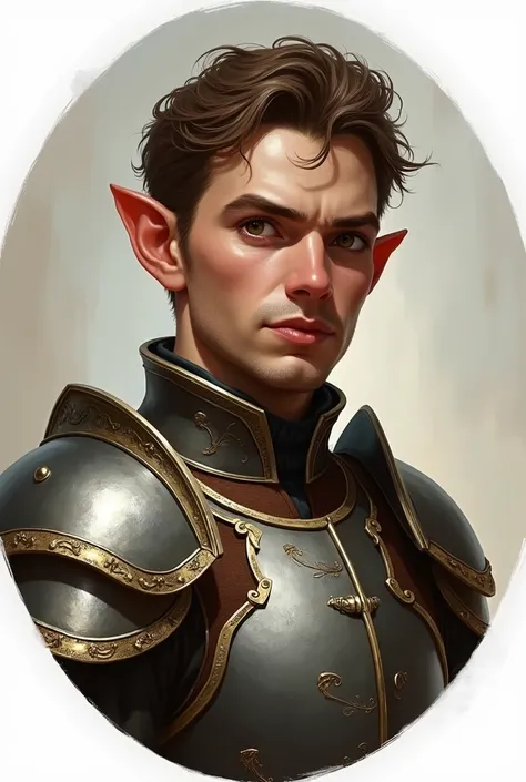 D&D art, Portrait, halfling, male, breastplate, noble, circular portrait, transparent background