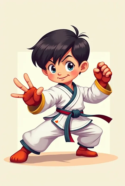 Taekwondo cartoon boy speaking 