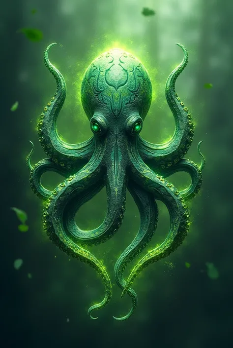 octopus symbol mixed with the number 5 with green details