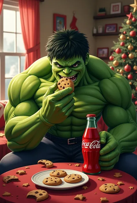 Christmas, Hulk eat cola coke, cookie