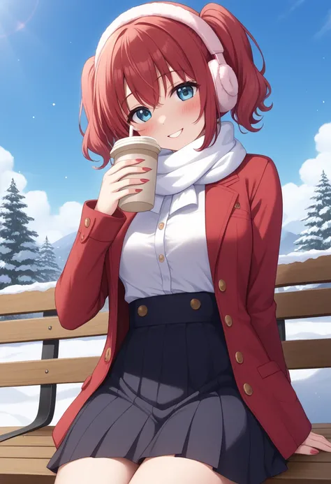 Ai-chan

【 situations 】
background
「In the winter snowy landscape 、A red bench is placed in a small square。backgroundには雪で覆われた木々and、A coffee shop window with warm light shining through。A slightly cloudy sky spreads、It feels like a quiet afternoon。」

 Costum...