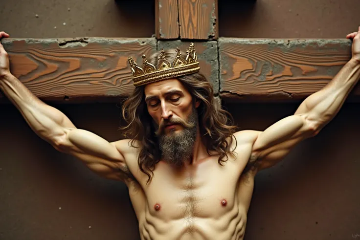  After crucifying Him they divided His clothes by casting lots .  
 And on His head were affixed a writing stating the reason why He was punished: "This is Jesus the King of the Jews ."
 With Him were crucified two rogues ,  one on his right and one on his...