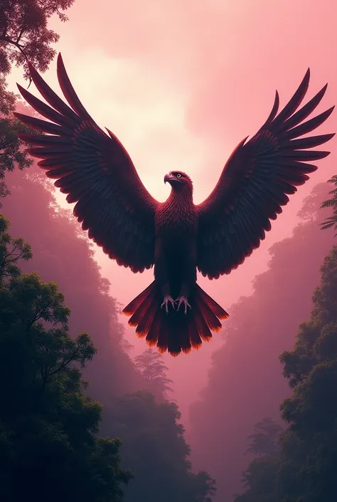 On the front side there must be the same degraded pink color but with a majestic high-definition condor with its wings spread in the jungle of Podocarpus National Park