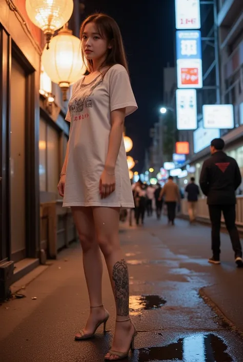 NSFW, mud, dirt, xlr_skin, 3am,
realistic, Press photo, Documentary Technique,
hasselblad, 85mm f1.4 zeiss lens, HDR,
(full body visible:1.5), 
In this photo she is seen from head to toe,
the ground she is standing on is wet,
facing the camera, looking at ...