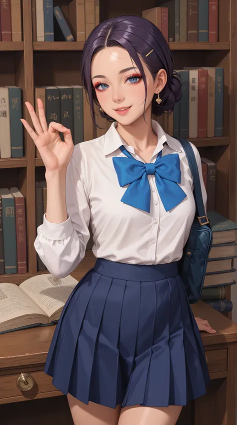 Young woman, sincere and gentle expression, student figure, wearing a neat school uniform, long or medium-length modest hairstyle, gaze with a hint of worry but determination, dormitory setting or scenes with books, helping others or calmly talking gesture...