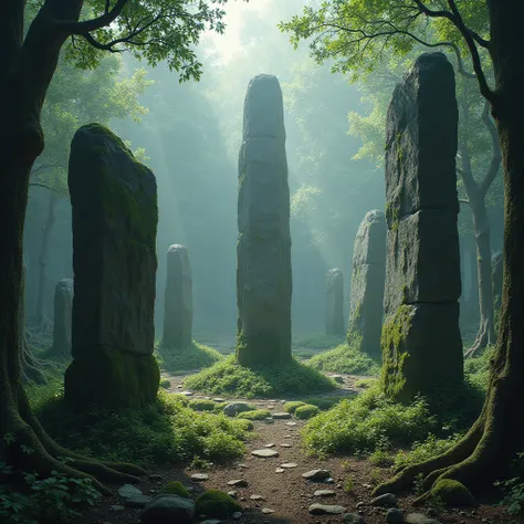 A circle of standing stones somewhere deep in the wilderness.