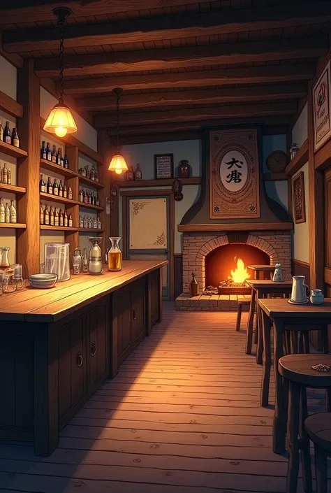 Inside a Tavern, anime, no people, old