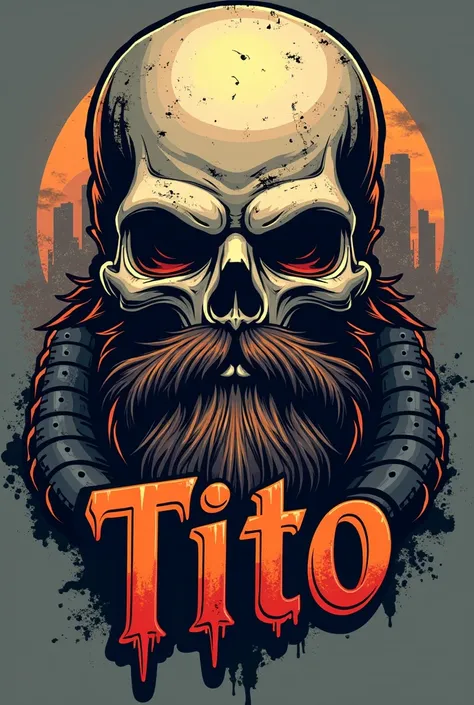 An American-style motorcycle-themed bearded skull logo with the word TITO