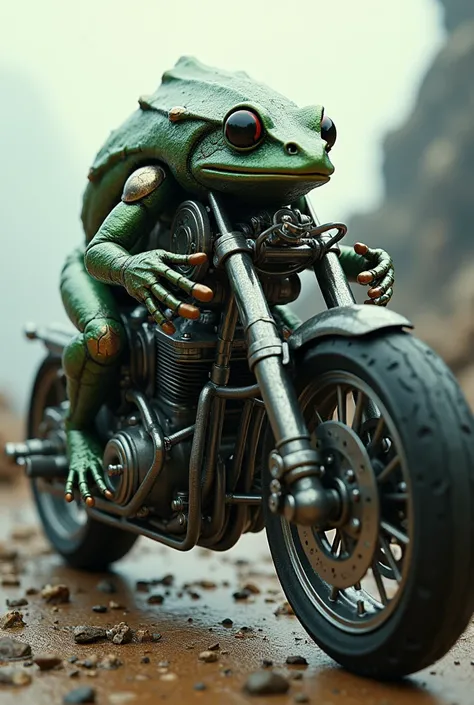 Create a hybrid frog and motocycle image both are separate seprte image