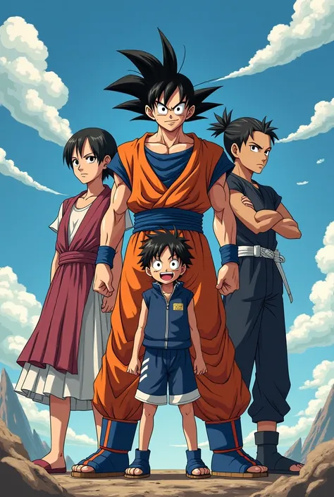 goku, luffy, naruto, Kirito and Kaneki together 