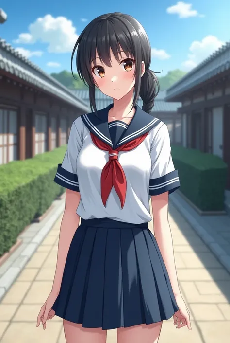 Realistic japanese school girl