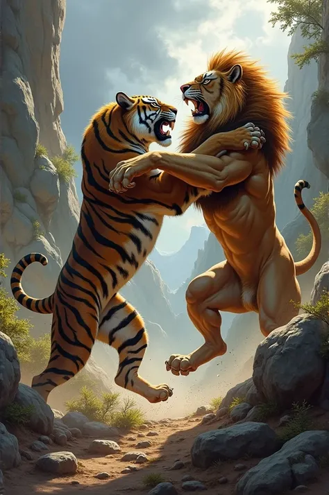 Lion Killing Tiger