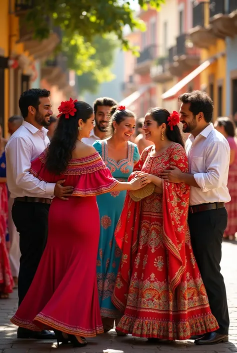 Photo of people of Spanish origin happy to see each other