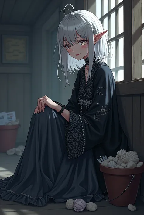 Beautiful unique anime girl from the noctilurian species fashionable comfortable and unique clothes, 4k, high graphics, high quality, best quality, high resolution, sharp jawline, dark lips, silver hair, oval face, small nose, sharp, pointed chin, loose fi...