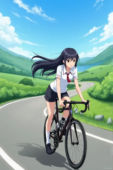 Akeno de high school dxd en bici de ruta 