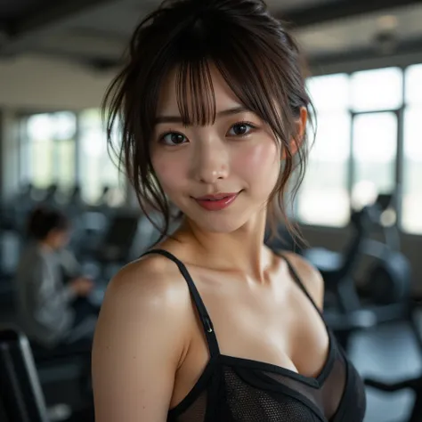 『 1 Japanese girl:1.3』『 real photo:1.3』 top quality :1.2、(( Big Breasts ))、 showing slight cleavage 、(( young woman))、(( has red cheeks))『 smiling :1.9』、((( anatomically correct、 perfect anatomy、 anatomically correct指)))、 realistic ,  top quality ,  super ...