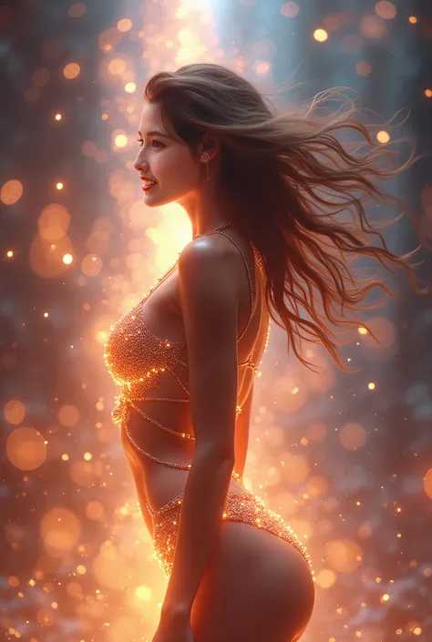 fractal，glowing，1girl，blingbling，Motion blurred，