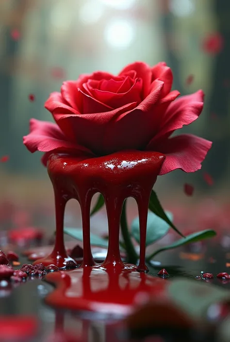 In a surreal dreamscape, Red lips and rose melt and warp, echoing the fluidity of time itself. Petali Red rose 