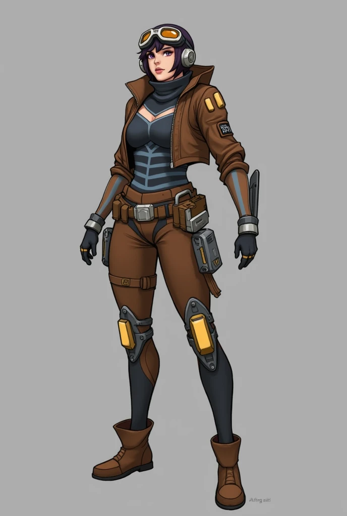  This is going to hurt :  Evy

Category :  Legendary
Rol :  Destroyer Drone

Description :

 Brown suit with aviator goggles and old tools .  creative and always has an ingenious plan up her sleeve ,  the drone regenerates automatically and returns to Evy ...