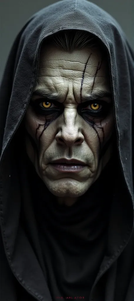 an Anakin Skywalker-style face dominated by the dark side