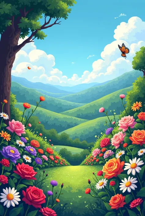 A pixel pfp art of a flower garden