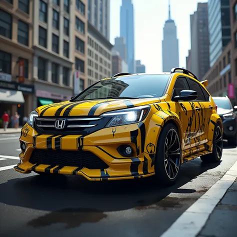 honda CRV 2003 decorated in Bumblebee style