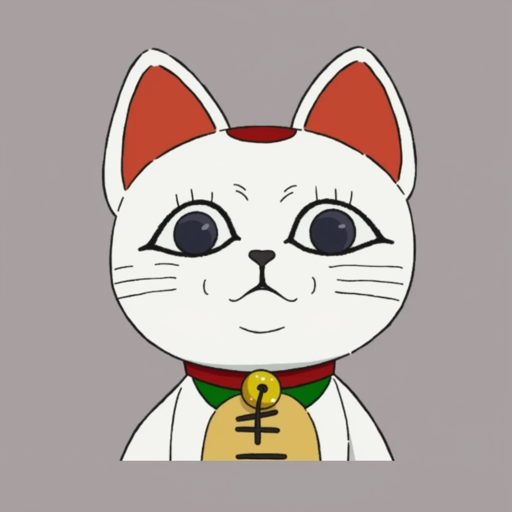 cat character standing, cute, red necklace and golden pendant on necklace, wearing sunglasses