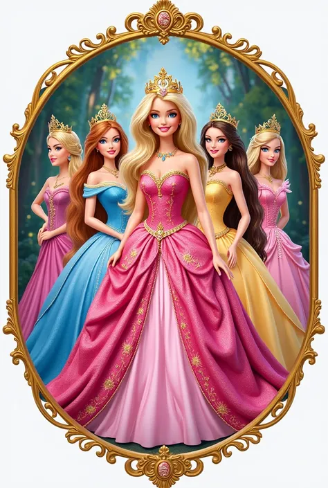 Recreate the original Barbie and the 12 princesses logo