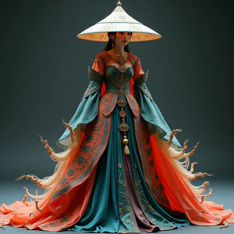 Costume with conical hat like this please with unique and     Impressive. More unique     and powerful and colorful and feminity