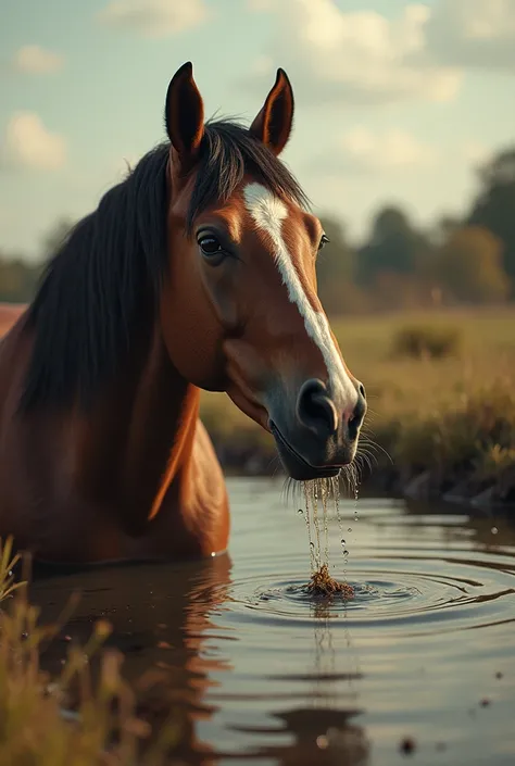 generate me a horse thats drinking piss and a person eating the horses poop