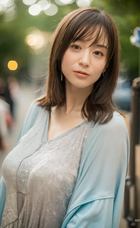 ((Best Quality, 8k, Masterpiece: 1.3)), Focus: 1.2, Perfect Body Beauty: 1.4, Buttocks: 1.2, ((Layered Haircut)), (Wet Clothes: 1.1), (Rain, Street:1.3), (Breasts: 1.2), (Hanfu: 1.2), Bare Shoulders, Bare Legs, Highly Detailed Face and Skin Texture, Fine E...