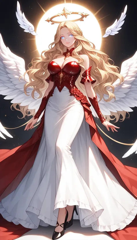 score_9, score_8_up, score_7_up, score_6_up, score_5_up, score_4_up, a picture of magnificent  female angel, beautiful face, (best detailed face: 1.2), divine face,  busty long hair, dynamic hair color, long hair, wavy hair, shining blue eyes, white wings,...