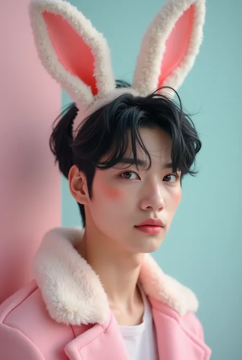 Bts kim Teahyung and rabbit adjust photo 