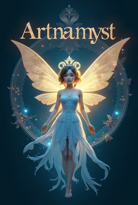 Perfume brand logo the name is ARTNAMYST detail logo with fairy and mantra