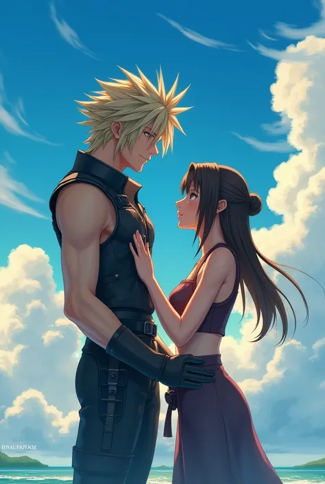 Make me a picture of Cloud Strife and Tifa Lockhart who are together
