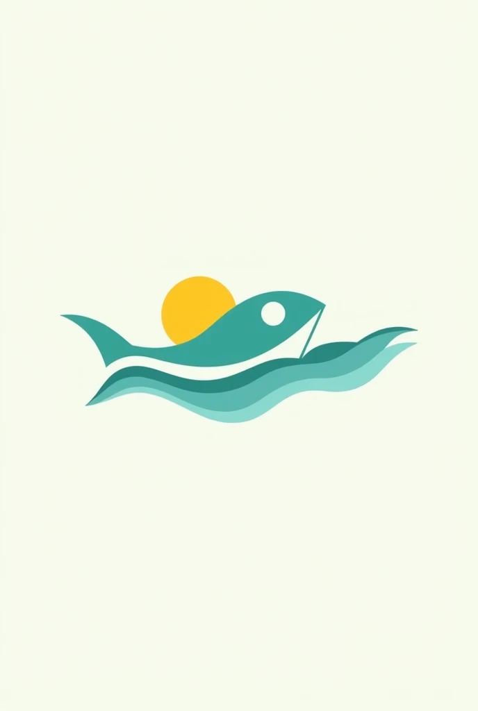 Minimalist logo for Be Tu Na featuring a fish icon, ocean waves, and vibrant colors like turquoise and yellow. Typography should feel playful and welcoming.