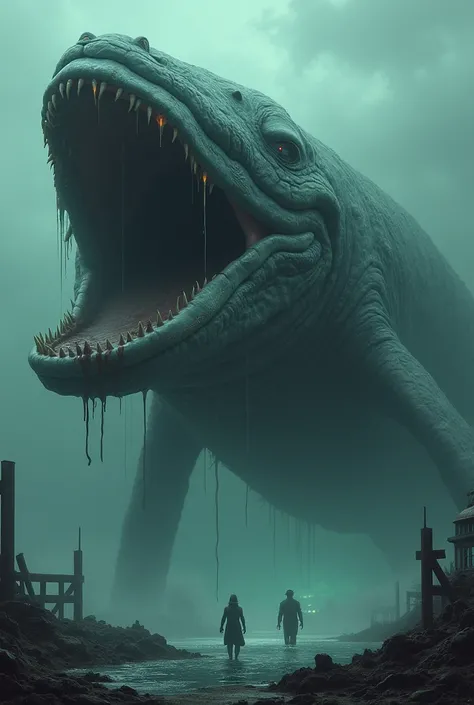 Describe Melvilles Leviathan whale exposed to nuclear radiation that makes it creepy and has many teeth