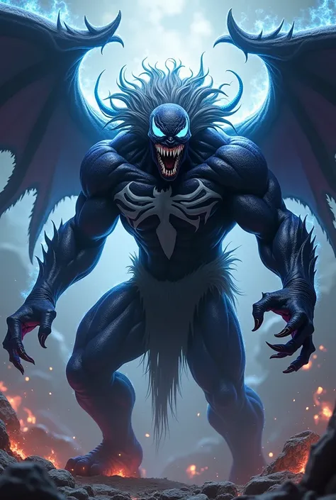  A monstrous hybrid creature of Venom and Zeus ,  who unleashes a primitive and wild power .  The body of this beast is gigantic and muscular ,  covered with a viscous layer of black symbiote ,  with veins shining in a dark purple hue under the skin .  Its...