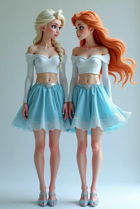 Frozen Elsa and Anna, mini skirt, slim waist, shoulder free, skirt portrait 