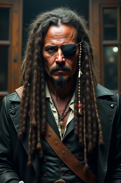 Jack Sparrow with an eye patch on his left eye