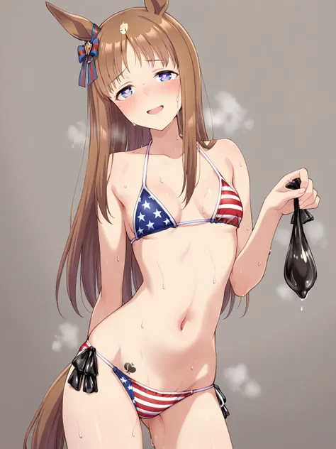 score_9, score_8_up, score_7_up,masterpiece, best quality, (anime screencap),(source_anime), anatomically correct,
(simple background,gray background),
(front view),1girl,solo,grass wonder/(umamusume/),(american bikini,american flag bikini:1.5),
standing,c...