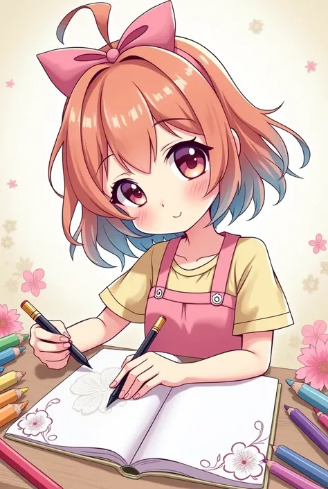 Draw an anime girl coloring book