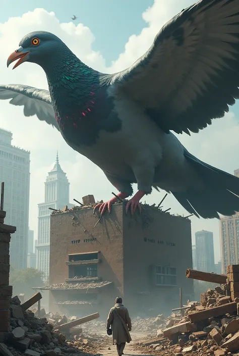 Huge demolishing pigeon 