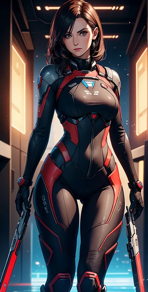  High resolution ,  better quality ,  highly detailed ,  high quality, full length ,full frame, Full-length girl.Miranda Lawson,Mass effect,